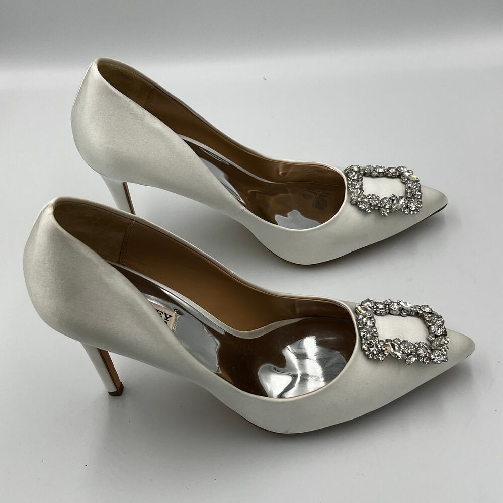 Badgley Mischka Cher Crystal Embellished Heel Pumps Ivory Women's Size 9.5 - Picture 3 of 6